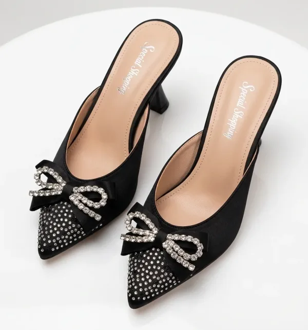 Mules Glamour Crystal Noir