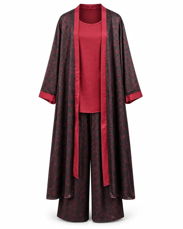 Ensemble chic bordeaux et noir Motif Léopard