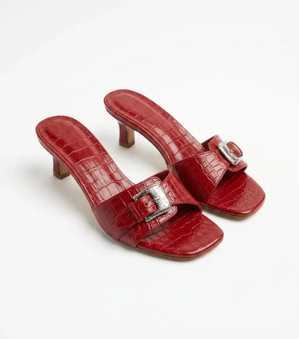 Mules Effet Croco Ruby