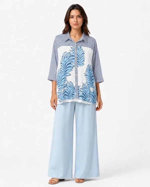 Ensemble Bleu Blanc Chemise et Pantalon