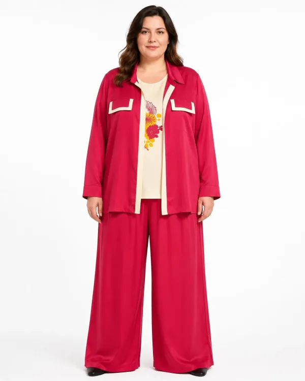 Ensemble Rouge Veste et Pantalon Large