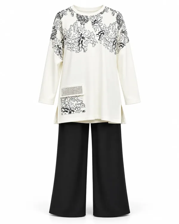 Ensemble Tunique Brodée et Pantalon Large